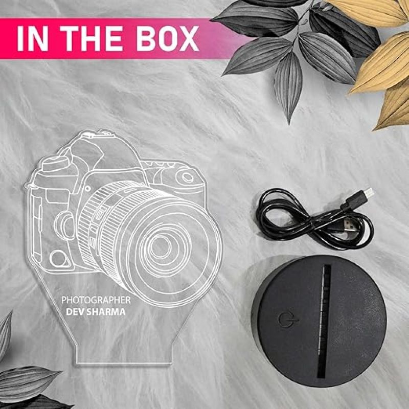 Personalized Photographer Night lamp  3D Camera Illusion Led Night Lamp with Customized Name  7 Color Changing Light  Gift for Photographer